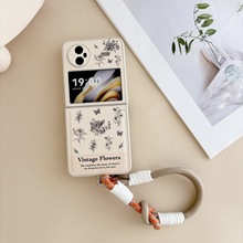 小众ins韩风手绘郁金香挂绳手机壳适用于Vivo X Flip折叠屏保护套