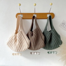 包包韩版简约百搭高级感毛线针织手提包手拎包大容量购物袋托特包