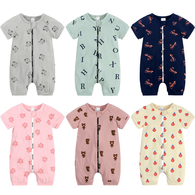 一件代发ins风婴儿短袖圆领连体衣柔软宝宝哈衣爬服男女宝宝衣服