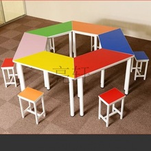 LX梯形组合桌椅会议桌办公桌组合会议桌培训班桌椅拼接学习学生彩