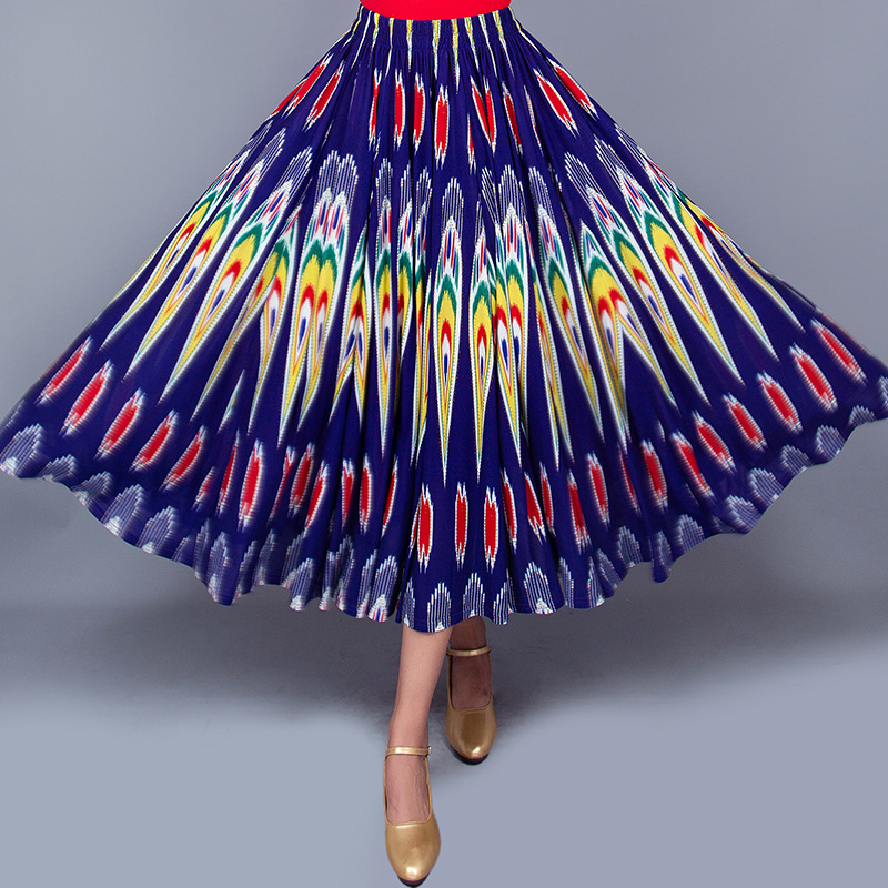 新疆舞蹈大摆裙半身裙民族特色演出长裙大裙摆跳舞裙夏季薄款透气