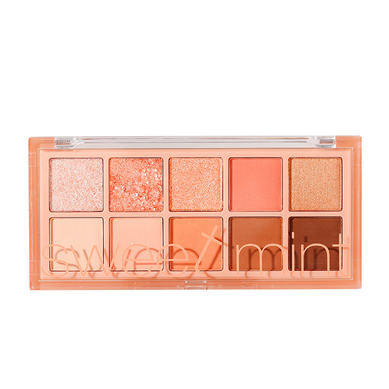 Makeup Sweet Mint Ten Color Eyeshadow Palette Shimmer Matte Thin and Glittering Student Daily Cheap Cement Earth Plate