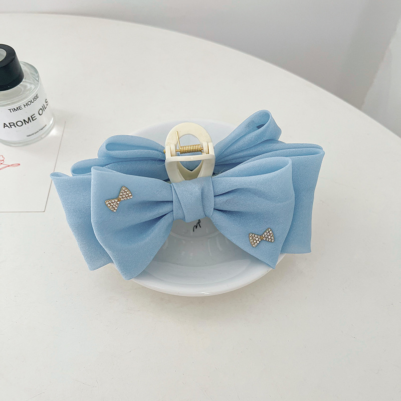 Mesh Super Fairy Double-Sided Bow Claw Clip 2023 Classic Style All-Match Shark Clip Hair Accessories Hairpin Solid Color Hair Jaw Clip