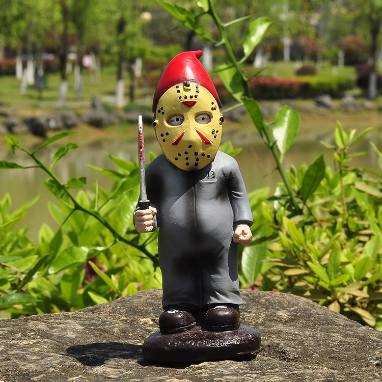 跨境新品独立站侏儒矮人面具杀手树脂工艺品玩偶卡通武士桌面摆饰