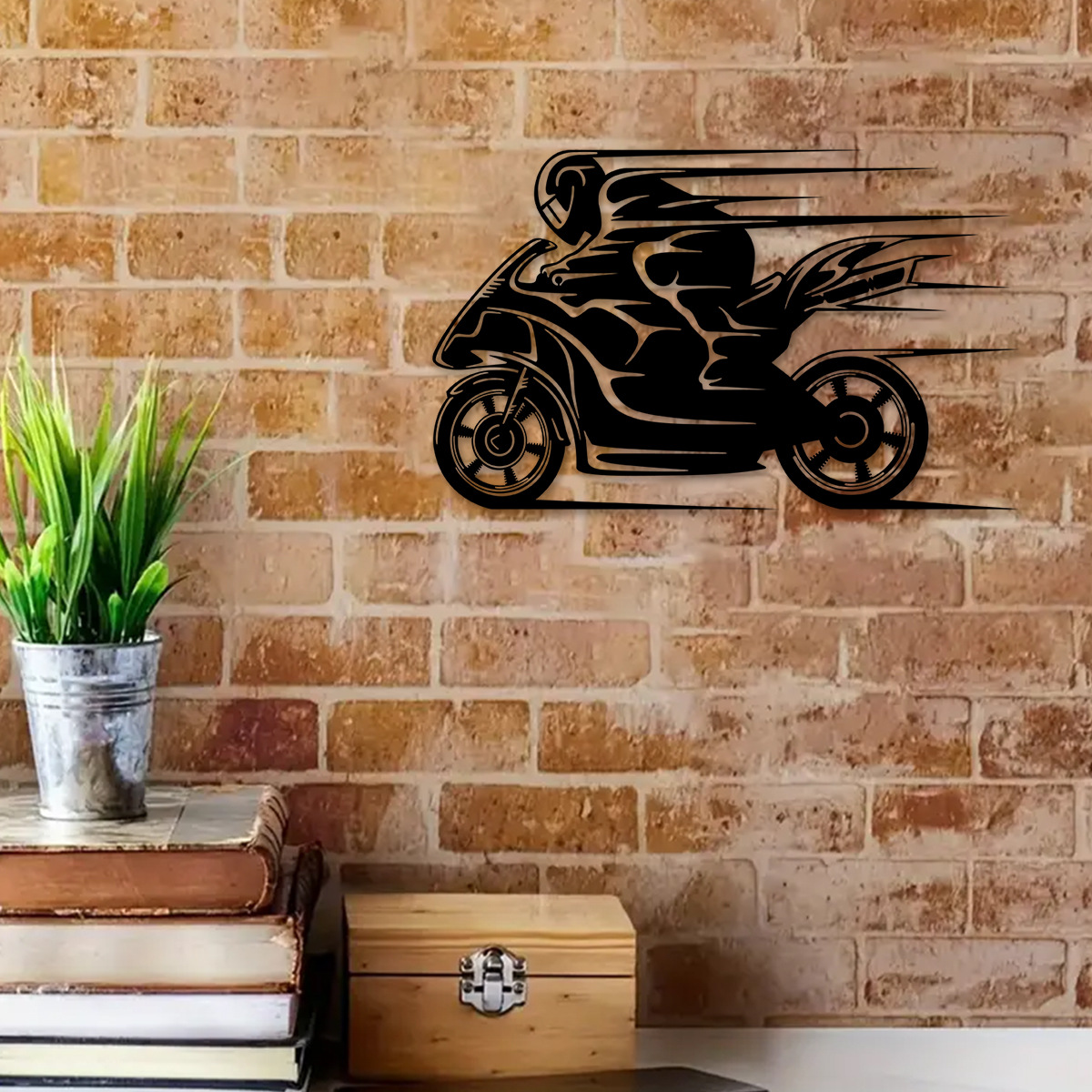 跨境新款摩托车装饰画书房客厅学习咖啡厅铁艺墙饰画金属工艺品