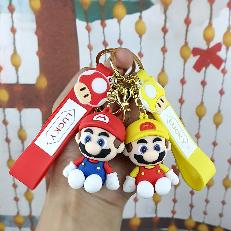 Cartoon Mario Silica Gel Doll Keychain Cute Student Couple Schoolbag Pendant Creative Car Key Chain