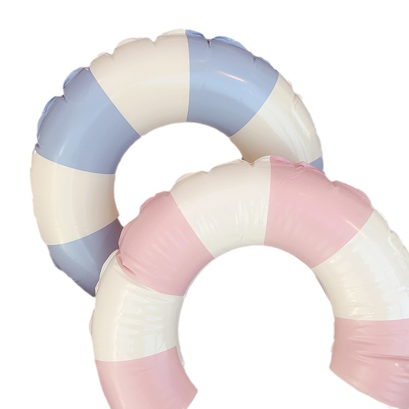 In Stock Swimming Ring Thickened Life Buoy Anti-Flip Boys and Girls Beginner Striped Inflatable Underarm Swimming Ring Wholesale