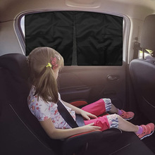 汽车双层遮阳帘防晒隔热车窗儿童双开透视网纱挡光磁吸式卡通窗帘