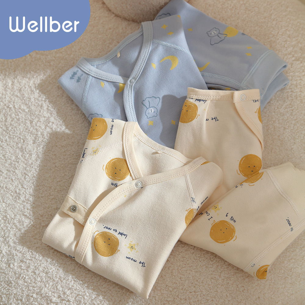 威尔纺织婴儿内衣套装棉挖裆和尚服套装宝宝秋衣秋裤新生儿衣服