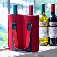 新款精致高端红酒毛毡手提袋 酒水饮料暗红色礼品包装袋