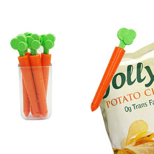 韩式5个装胡萝卜密封夹食品袋封口夹 塑料卡通零食袋密封条带磁铁