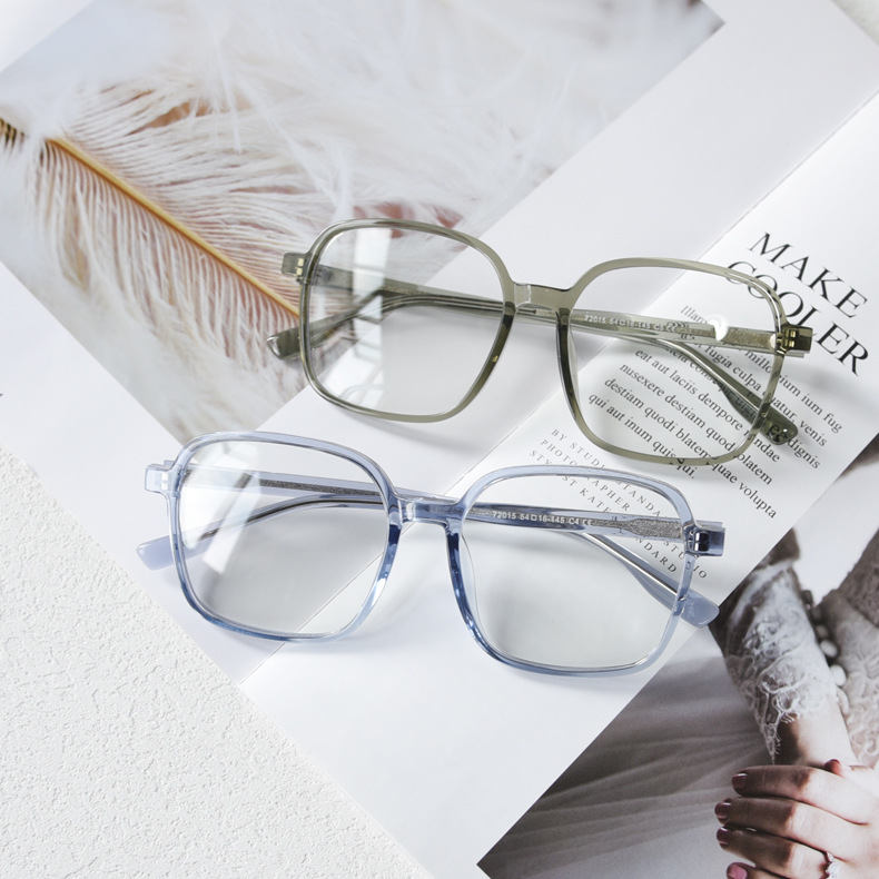 72015新款方形大框近视眼镜框女素颜网红平光镜男蓝光镜架板材脚