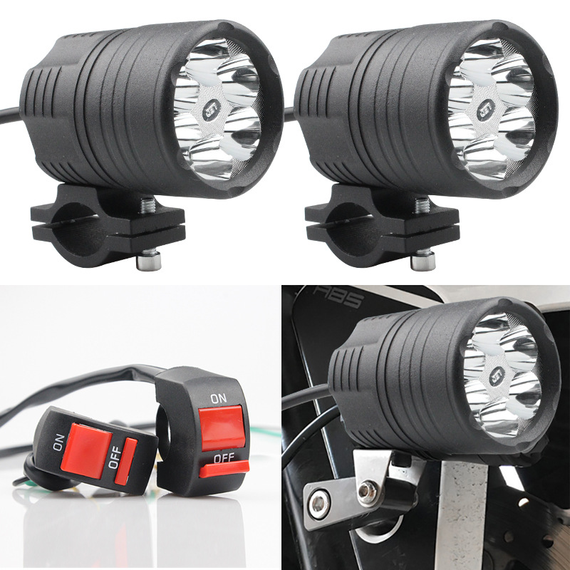 摩托车led大灯射灯辅助灯雾灯适用哈雷本田铃木川崎改装开关套件