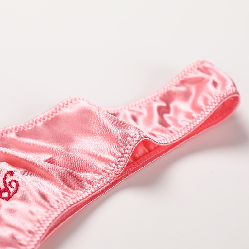 Super Elastic Satin Luxury Satin Girl's Underwear Letter Printed Ice Silk Cotton Crotch T-String for Women Underwear
