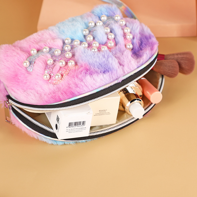 2023 New Creative Plush Color Storage Bag Household Portable Wash Bag Travel Fashion Portable Cosmetic Bag