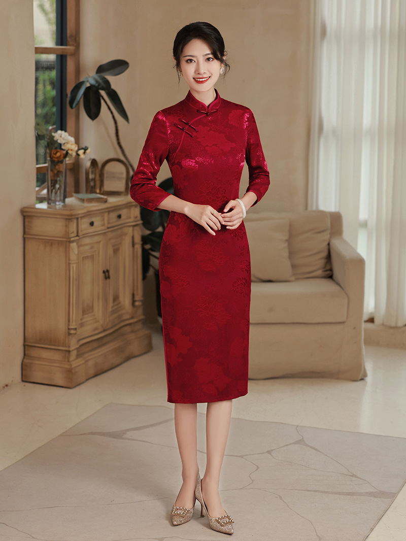 婚礼结婚妈妈装高贵加大码高端喜婆婆礼服婚宴装丈母娘旗袍连衣裙