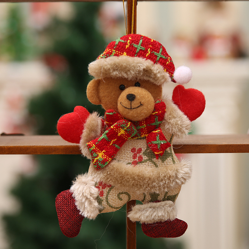 Christmas Christmas Tree Accessories Christmas Little Doll Dancing Old Man Snowman Deer Bear Fabric Doll Small Pendant Gift