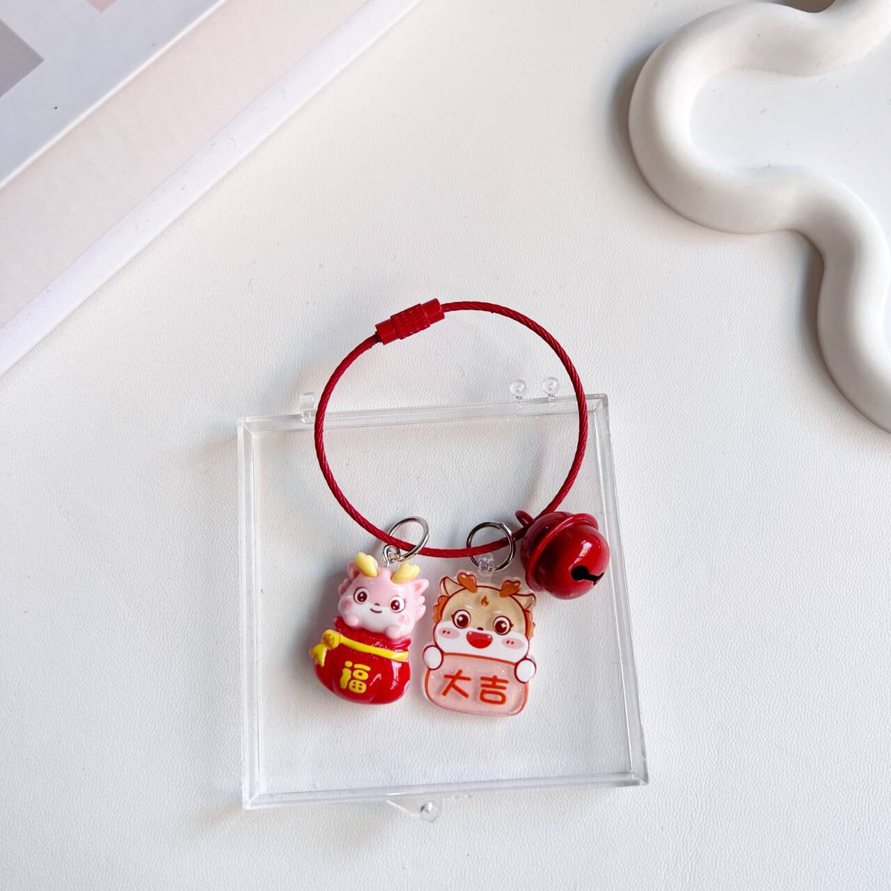 National Tide Lion Dragon Year Keychain Pendant Rich Cute Red Personality Bag in New Year Gift and Ornament