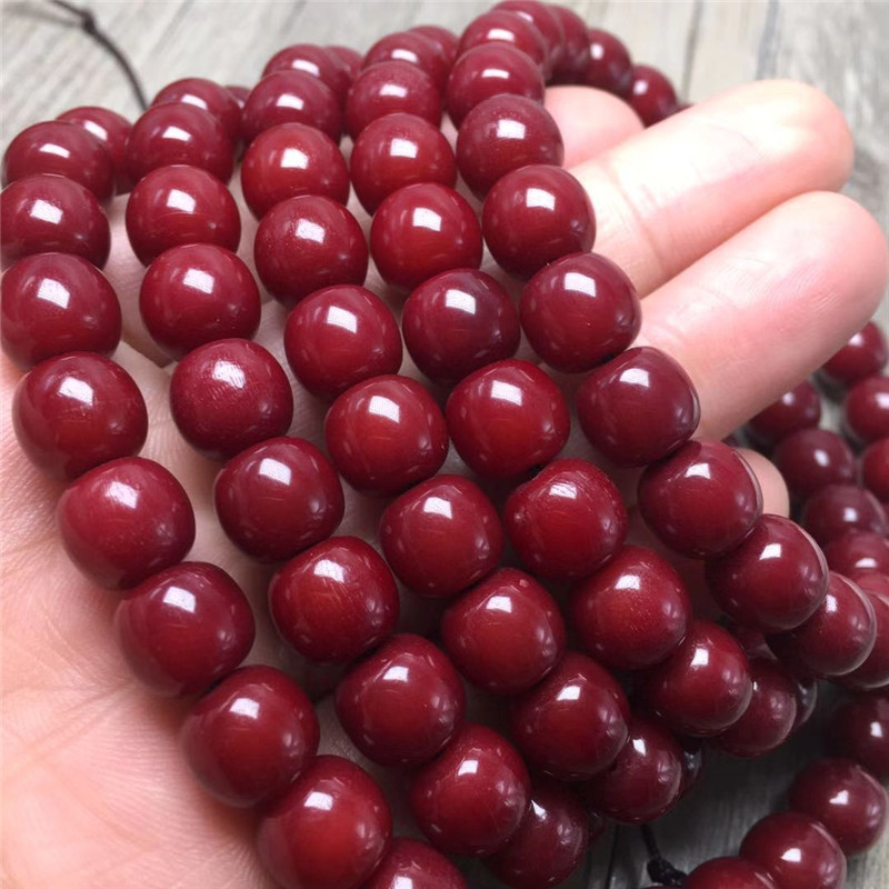 白玉菩提根老型桶朱砂供菩提子男女款手串手链项链念珠佛珠108颗