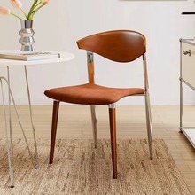 中古实木餐椅设计师款法式中古椅子北欧简约铁艺书桌家用梳妆椅子