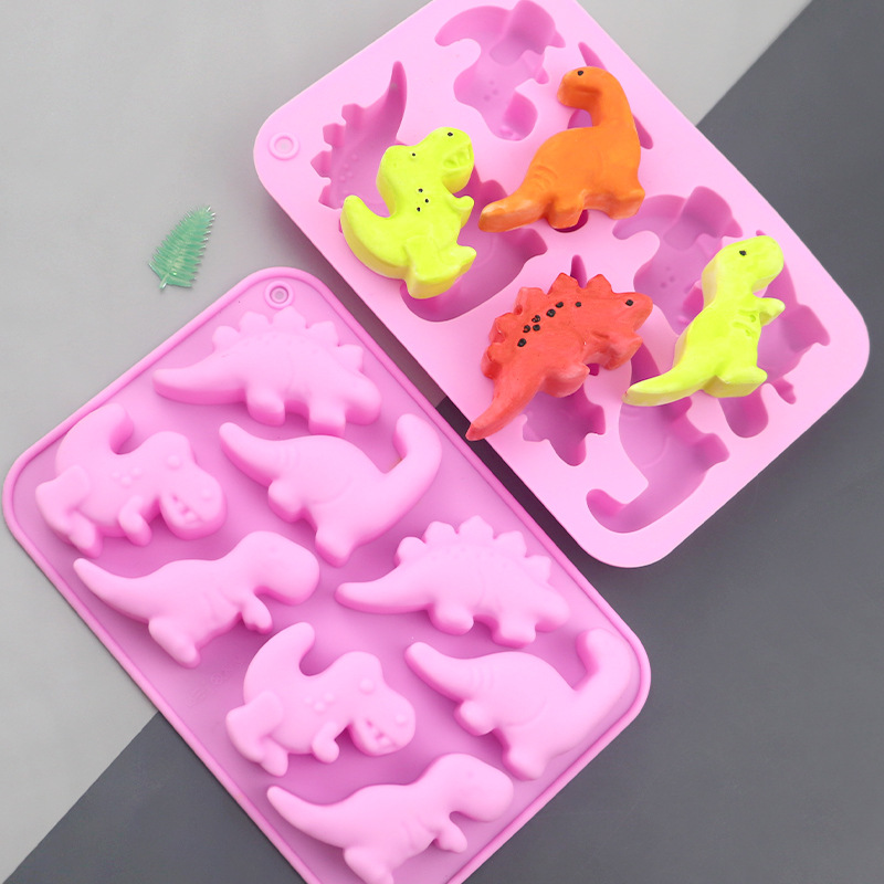 蓝调批发 8连恐龙 卡通硅胶蛋糕模具 DIY手工皂工具 儿童面包烘焙