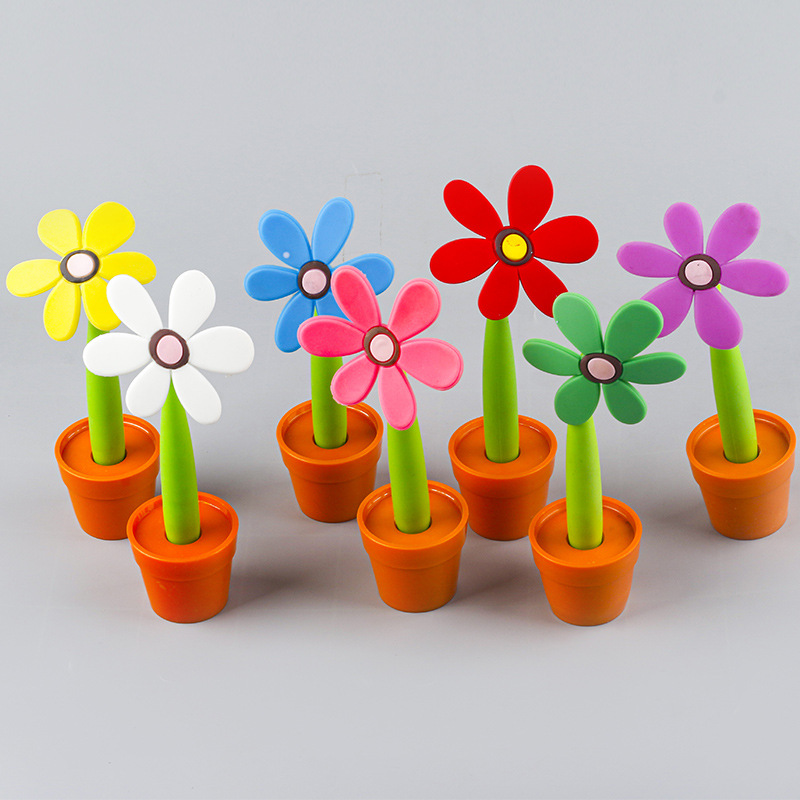 Advertising Set Creative Cute Realistic Cartoon Plant SUNFLOWER Potted Ballpoint Pen Student Learning Pens for Writing Letters