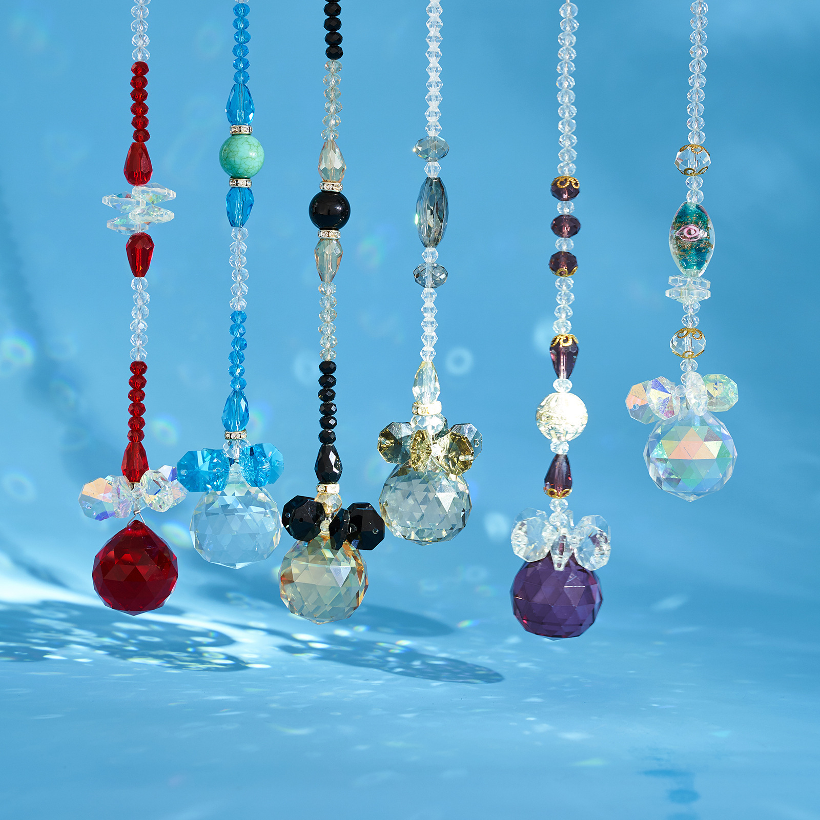 k9水晶灯饰球八角球挂件彩色珠挂饰diy水晶饰品挂饰品挂坠珠帘