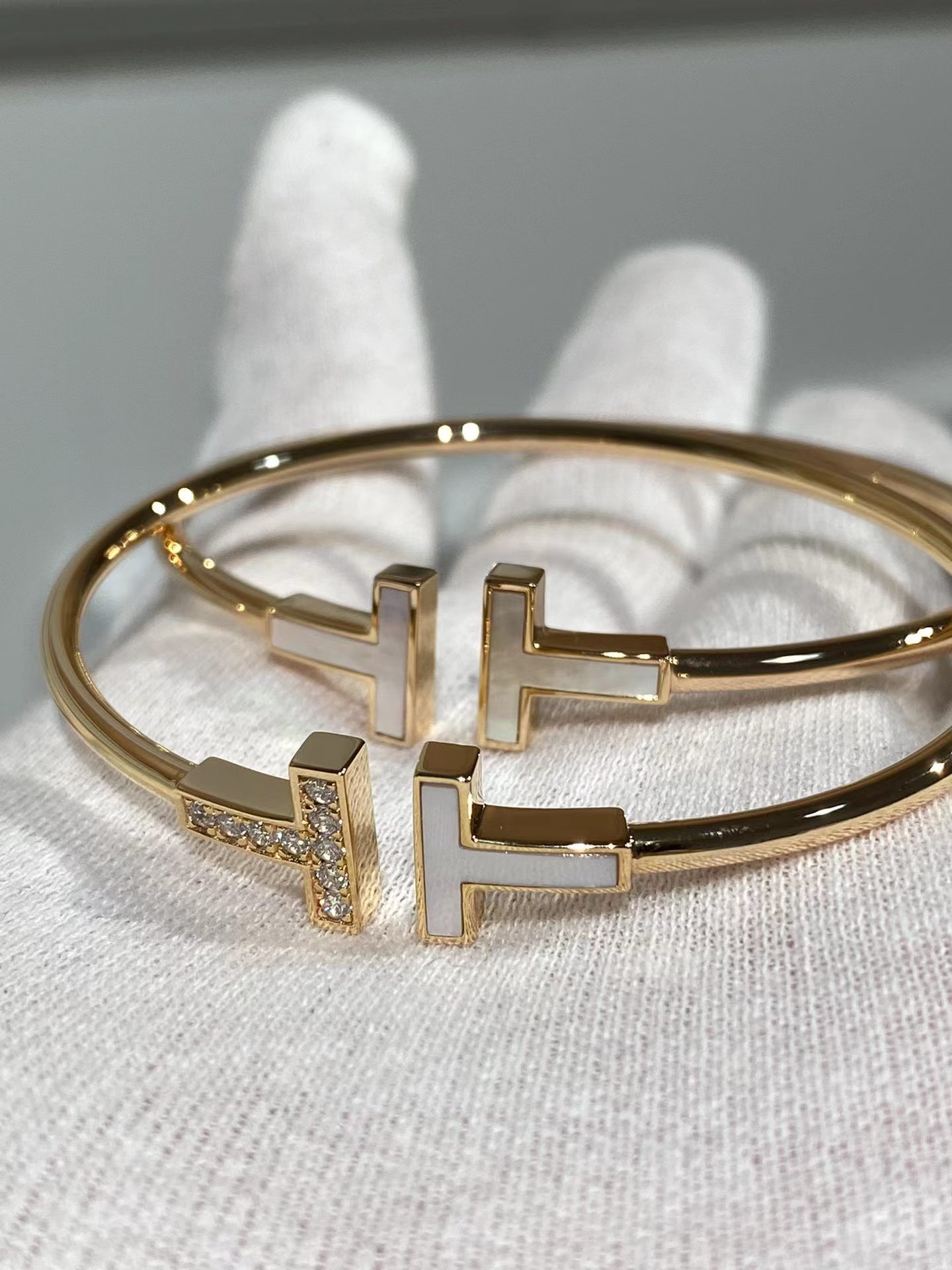 v金高版本t家提夫尼双t手镯女弹力开口手镯ins明星网红同款不掉色