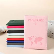 TEMU爆款旅行护照包 光面地图情侣护照本 旅行护照保护套证件包