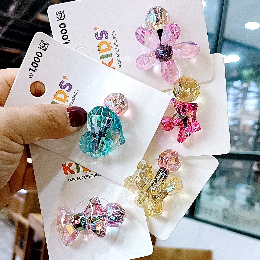 korean style crystal bear bowknot hair ring shiny three-dimensional flower peach heart hair rope student ponytail tie rubber band hair accessories