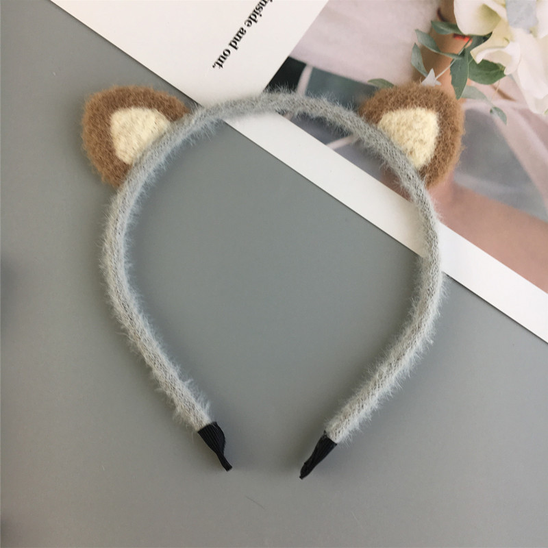 可爱毛绒猫耳朵针织发箍女童成人卖萌猫咪装扮压发卡拍照配饰头箍