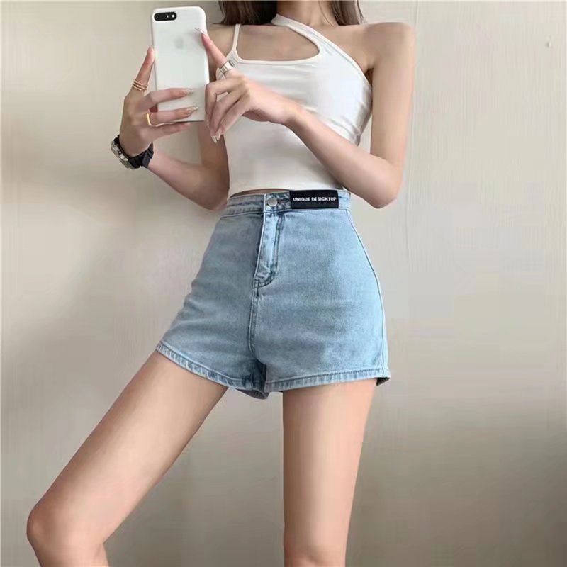 高腰牛仔短裤春装女2024年新款薄款弹力宽松显瘦阔腿a字辣妹热裤