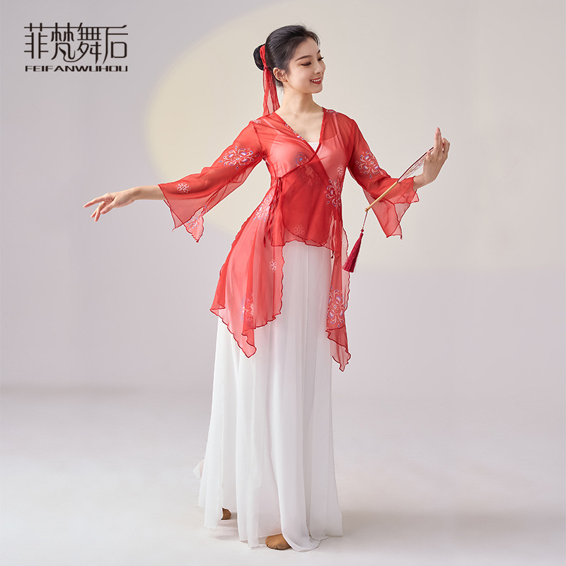 菲梵舞后古典舞蹈练功服上衣女身韵民族中国舞蹈服飘逸