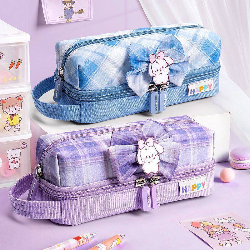 日韩jk文具袋ins大容量多层小学生笔袋女生可爱多拉链手提铅笔盒