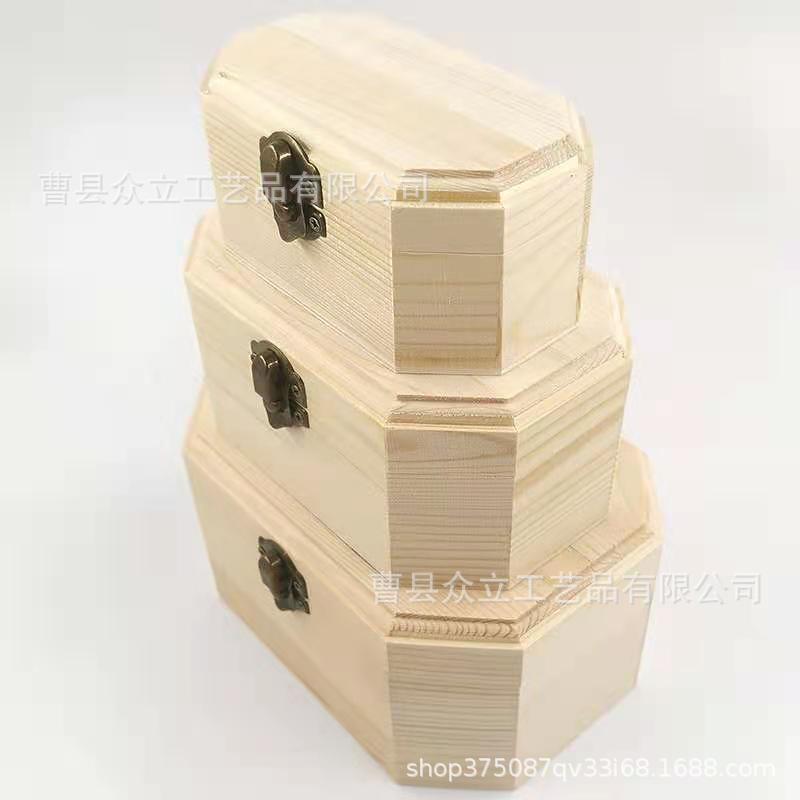 Octagonal Rectangular Box Creative Wooden Decoupage Clay White Body Pencil Jewelry Wooden Box Blind Box