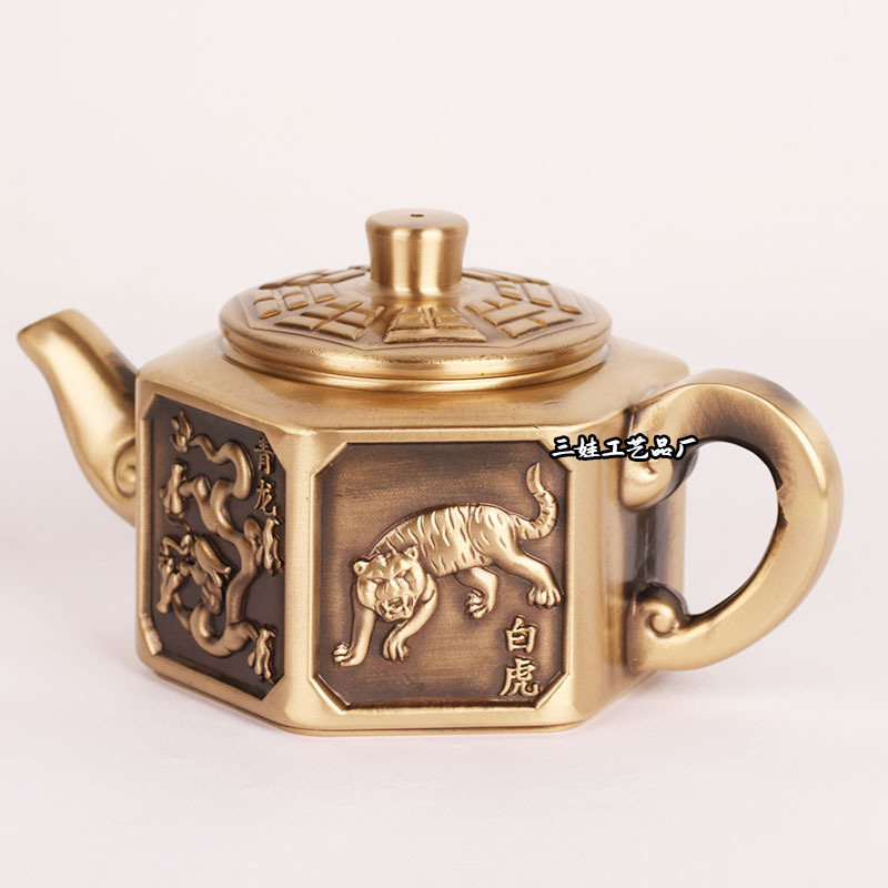批发黄铜四大神兽八卦茶壶黄铜茶壶室内工艺品摆件-阿里巴巴