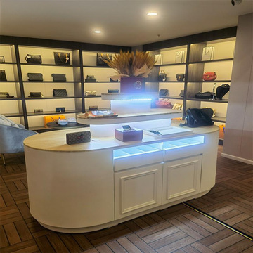 圆弧形化妆品中岛展示柜首饰台鞋包展示台服装店双面饰品陈列柜台