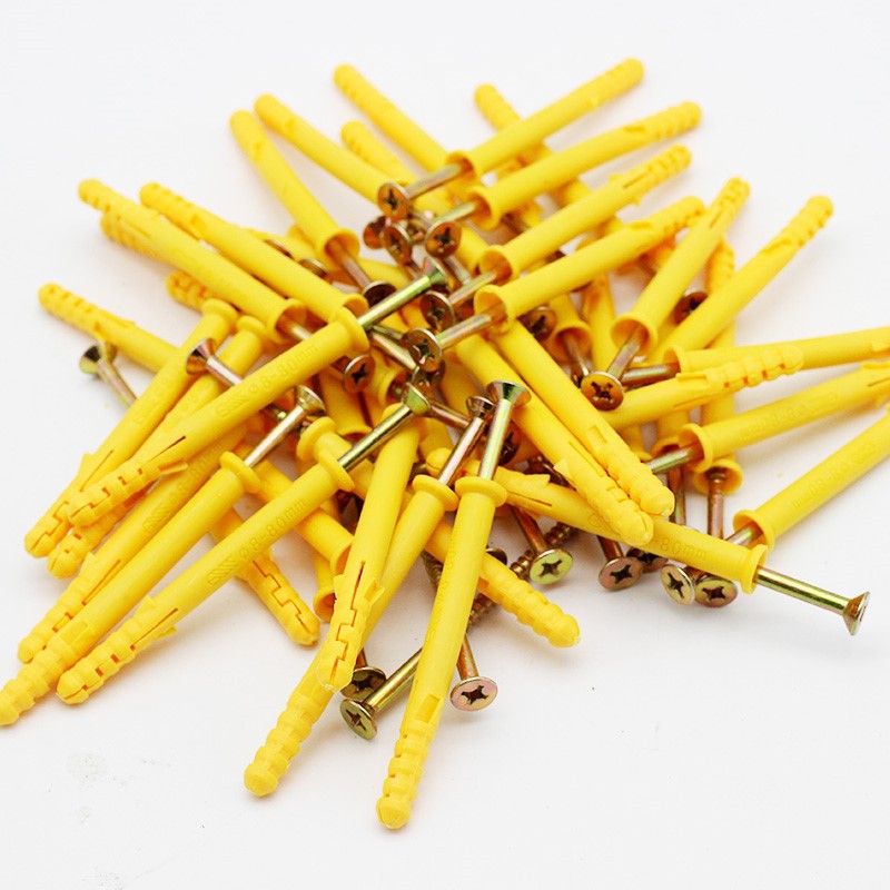 塑料膨胀管小黄鱼膨胀螺丝胶塞胀钉胶粒涨塞石膏板自攻钉加长方形