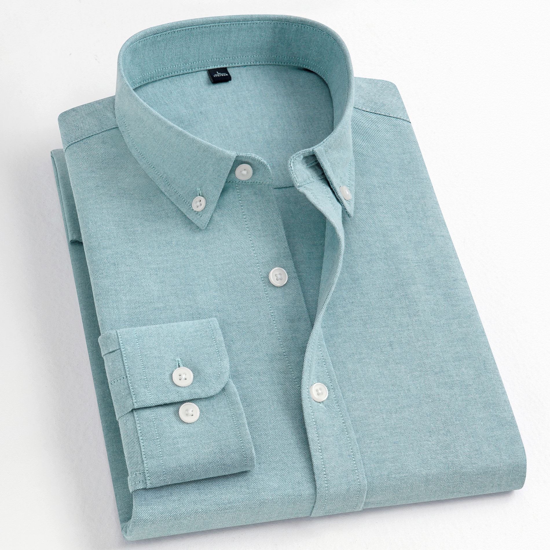 男士牛津衬衫修身韩版秋季商务免烫纯色衬衣职业正装白衬衫男长袖