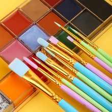 UCANBE 10支装彩色油彩刷子 万圣节彩绘化妆刷套装木杆化妆笔