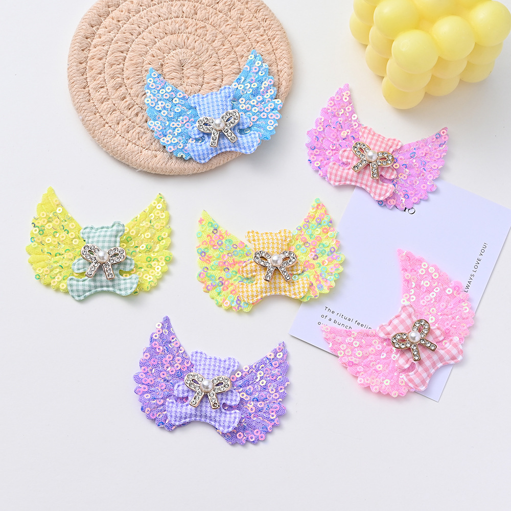 cross-border hot sale sequin wings fabric bear wings diy hair accessories headdress accessories clothing shoes and socks patch wholesale