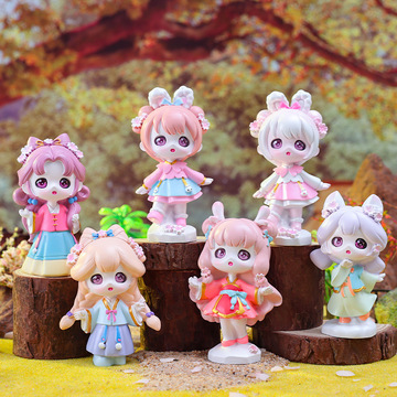 网红潮玩新品盲盒花落未央可爱女孩树脂手办玩偶桌面装饰摆件批发