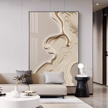 现代轻奢客厅沙发背景墙挂画高级感玄关装饰画抽象走廊竖版壁画