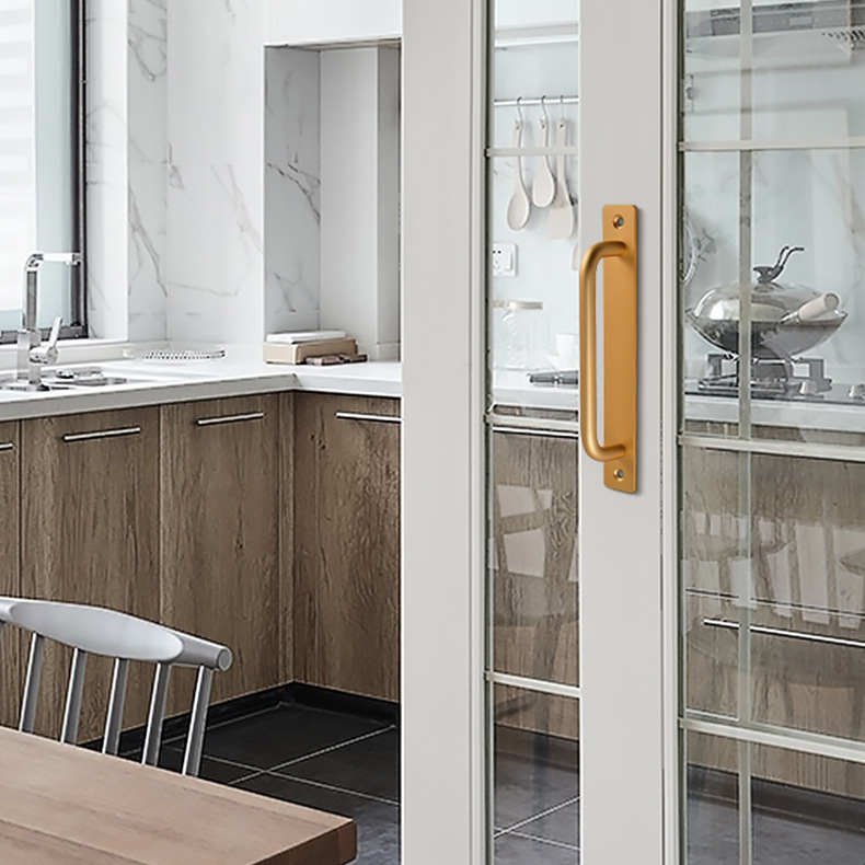 平移门拉手免打孔阳台推拉门把手木门窗户明装手柄铝合金黑色平开