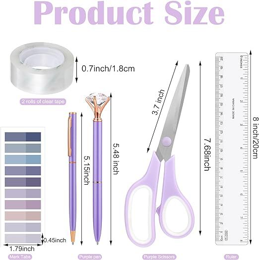 Cross-Border Purple Student Stationery Set Amazon Stapler Tape Holder Pen Holder Scissors Ruler Combination Set