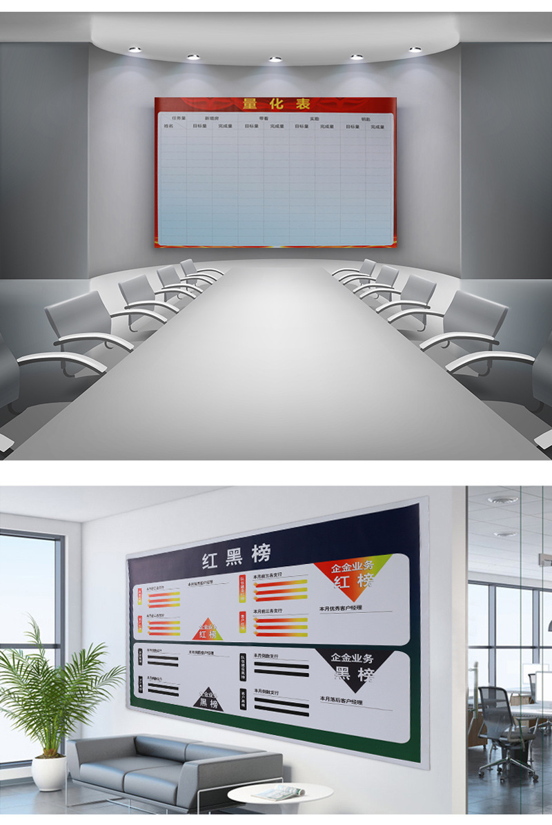 磁性软白板可擦写企业文化墙公告栏业绩榜定 做墙贴龙虎榜pk看板
