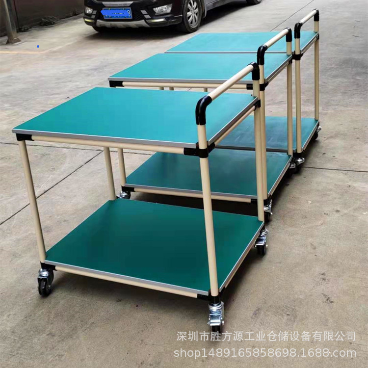 车间精益管防静电工作台复合管线棒老化架车间周转车手推车物料架