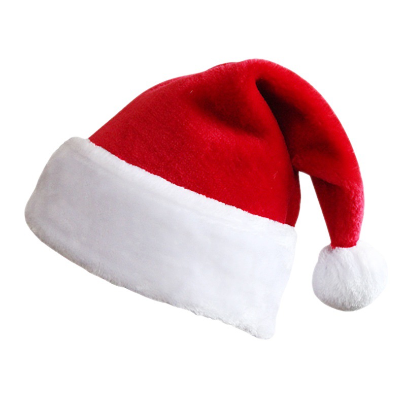 Yihong New Christmas Decoration Supplies Children Hat Adult Cap Red and Black Thickened Fleece Hat Christmas Hat