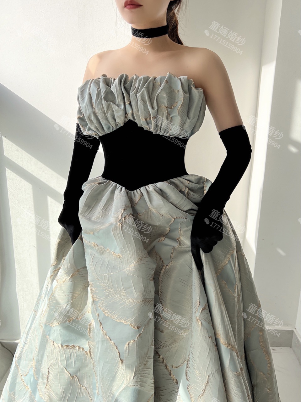 黑色抹胸宴会晚礼服裙女气场女王轻奢小众高端高级设计感年会冬季