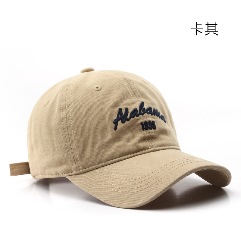 Korean Style Japanese Style Retro Women's Washed Cotton Letters Embroidered Peaked Cap Outdoor Men's Travel Sun Protection Sunshade Baseball Cap